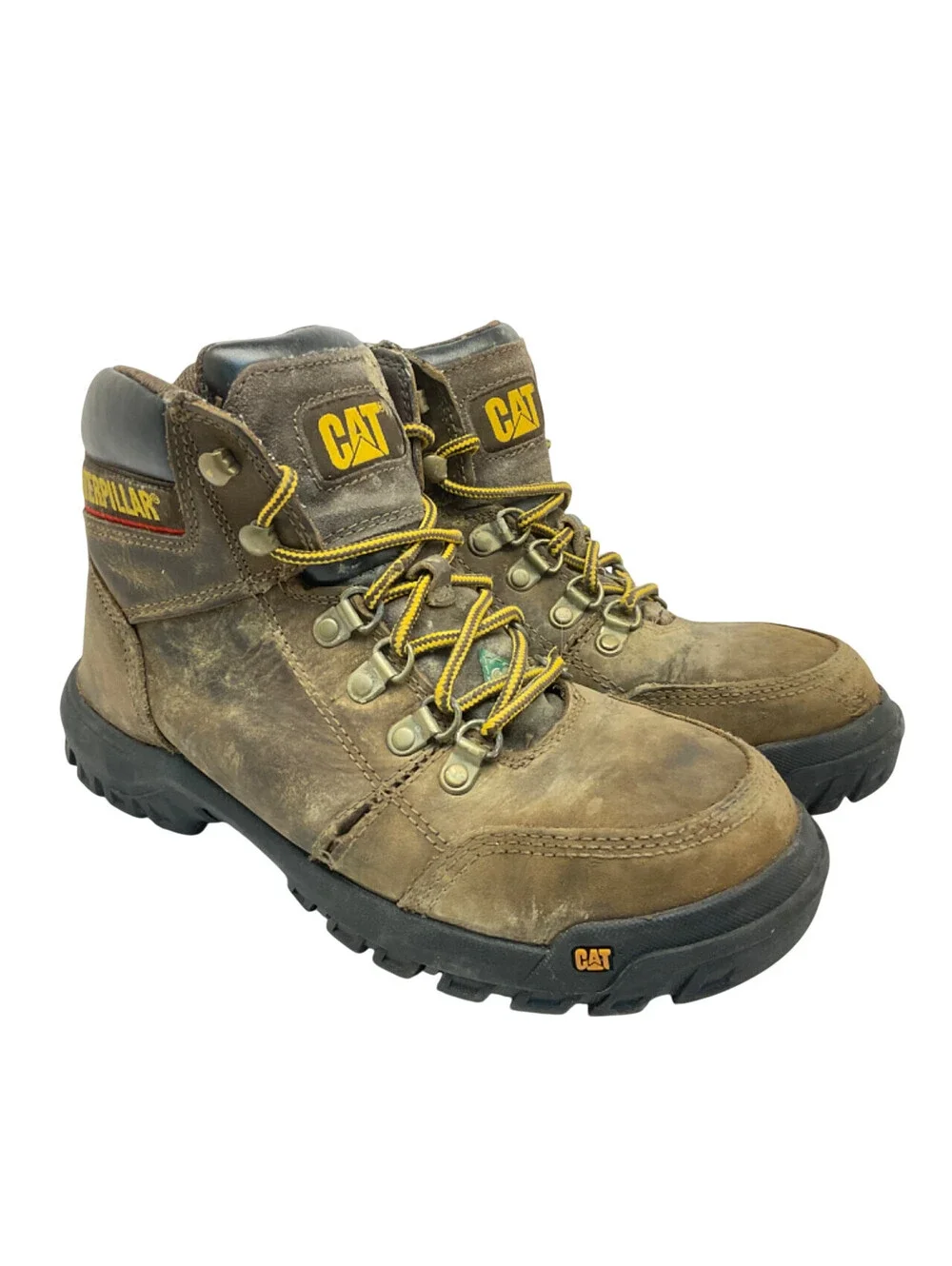 CATERPILLAR Men's Outline Steel Toe Steel Plate Leather Boots P720996 Brown 7.5W